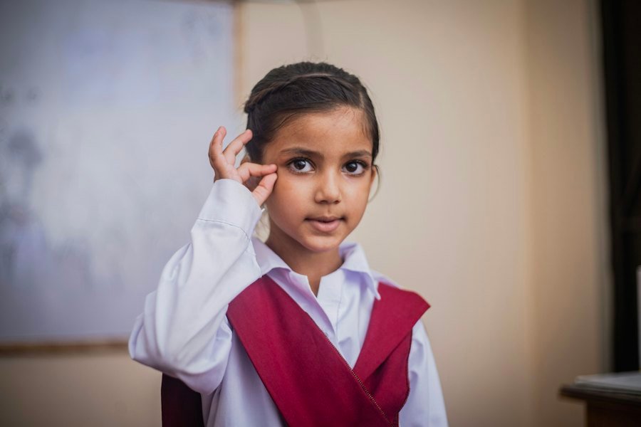 A young pupil in class